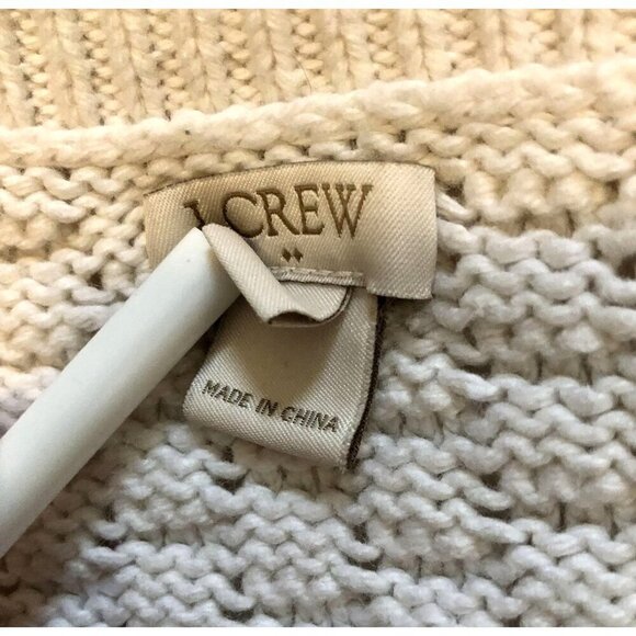 J.Crew Women’s Fisherman Cable Knit Sweater Large Ivory Wool Blend Cozy Grandpa - Picture 4 of 9
